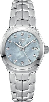 Shop Tag Heuer Link Quartz Diamonds Blue Mother of Pearl Dial Silver Steel Strap Watch for Women - WBC1313.BA0600 in USA