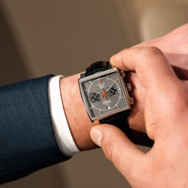 Tag Heuer Monaco Calibre 12 Final Edition Chronograph Grey Dial Black Leather Strap Watch for Men - CAW211J.FC6476 Buy Now By Tag Heuer