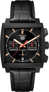 Tag Heuer Monaco Automatic Chronograph Black Dial Black Leather Strap Watch for Men - CBL2180.FC6497 Buy Now By Tag Heuer