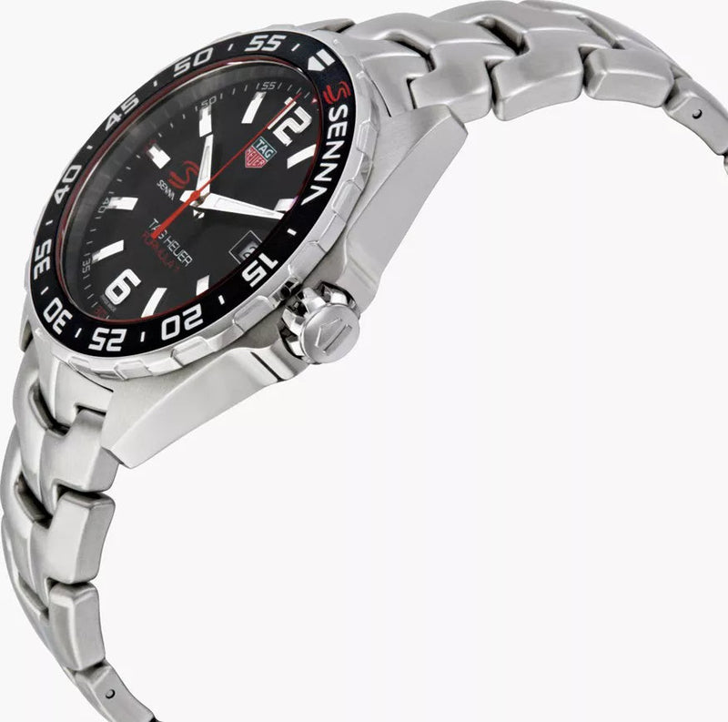 Shop Tag Heuer Formula 1 Senna Limited Edition Black Dial Silver Steel Strap Watch for Men - WAZ1012.BA0883 in USA