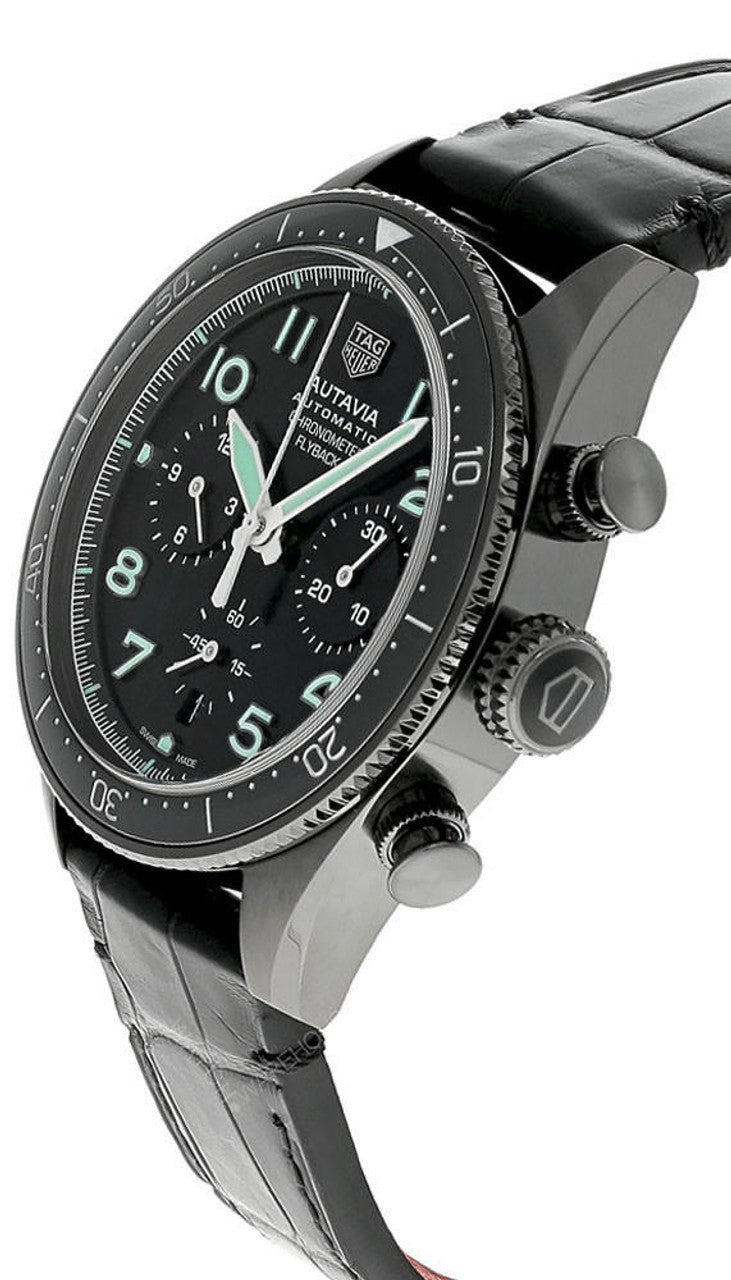 Tag Heuer Autavia Chronometer Flyback Chronograph Black Dial Black Leather Strap Watch for Men - CBE511C.FC8280 Buy Now By Tag Heuer