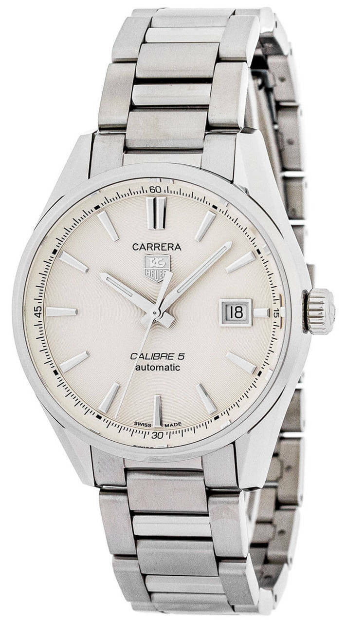 Tag Heuer Carrera Automatic Caliber 5 White Dial Silver Steel Strap Watch for Men - WAR211B.BA0782 Buy Now By Tag Heuer