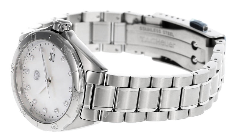 Shop Tag Heuer Formula 1 Diamonds Mother Of Pearl White Dial Silver Steel Strap Watch for Women - WBJ1419.BA0664 in USA