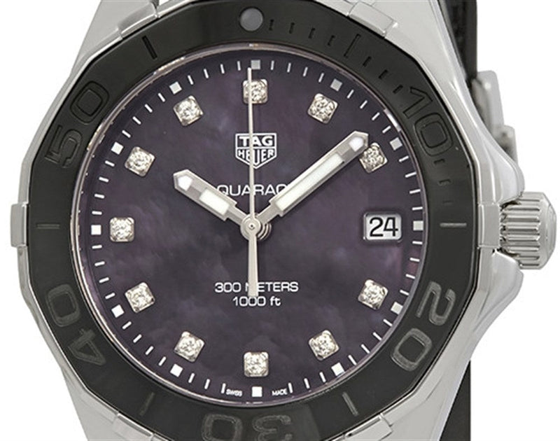 Tag Heuer Aquaracer Quartz Mother of Pearl Black Dial Black NATO Strap Watch for Women - WAY131M.FT6092 Buy Now By Tag Heuer