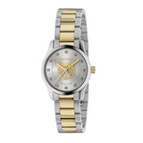 Shop Gucci G Timeless Quartz Diamonds Silver Dial Two Tone Steel Strap Watch For Women - YA1265016 in USA