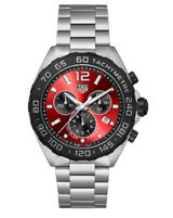 Tag Heuer Formula 1 Chronograph Red Dial Silver Steel Strap Watch for Men - CAZ101AN.BA0842