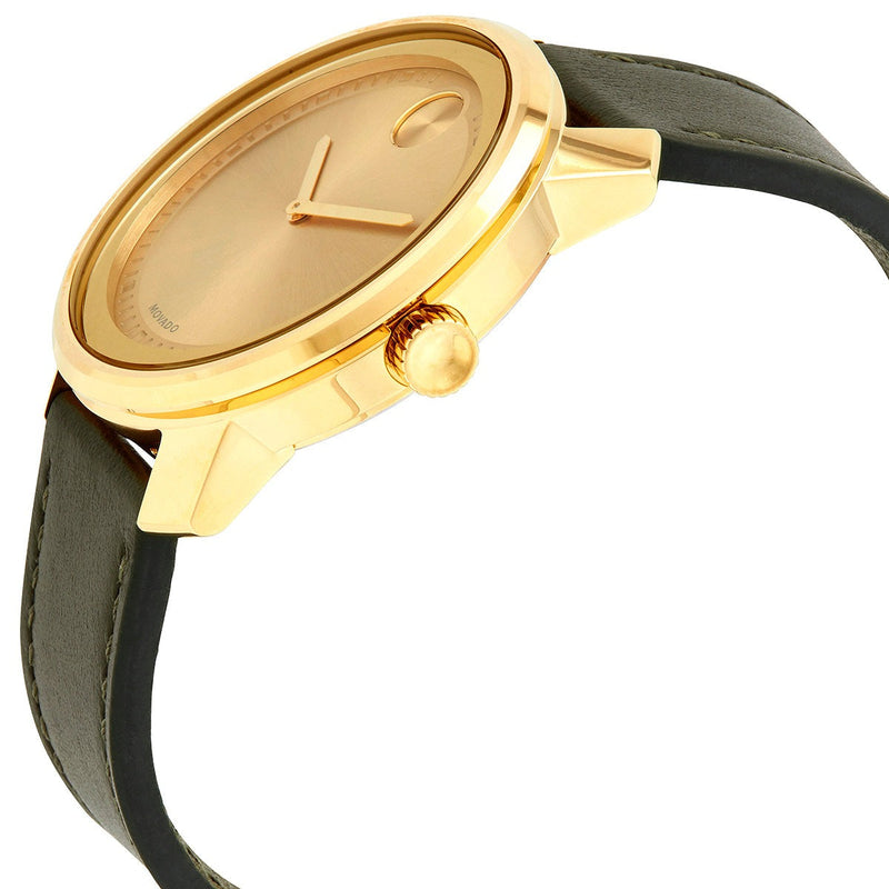 Shop Movado Bold Gold Dial Blue Leather Strap Watch For Men - 3600469 in USA