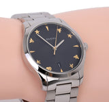 Gucci G Timeless Black Dial Silver Steel Strap Watch For Women - YA1264029