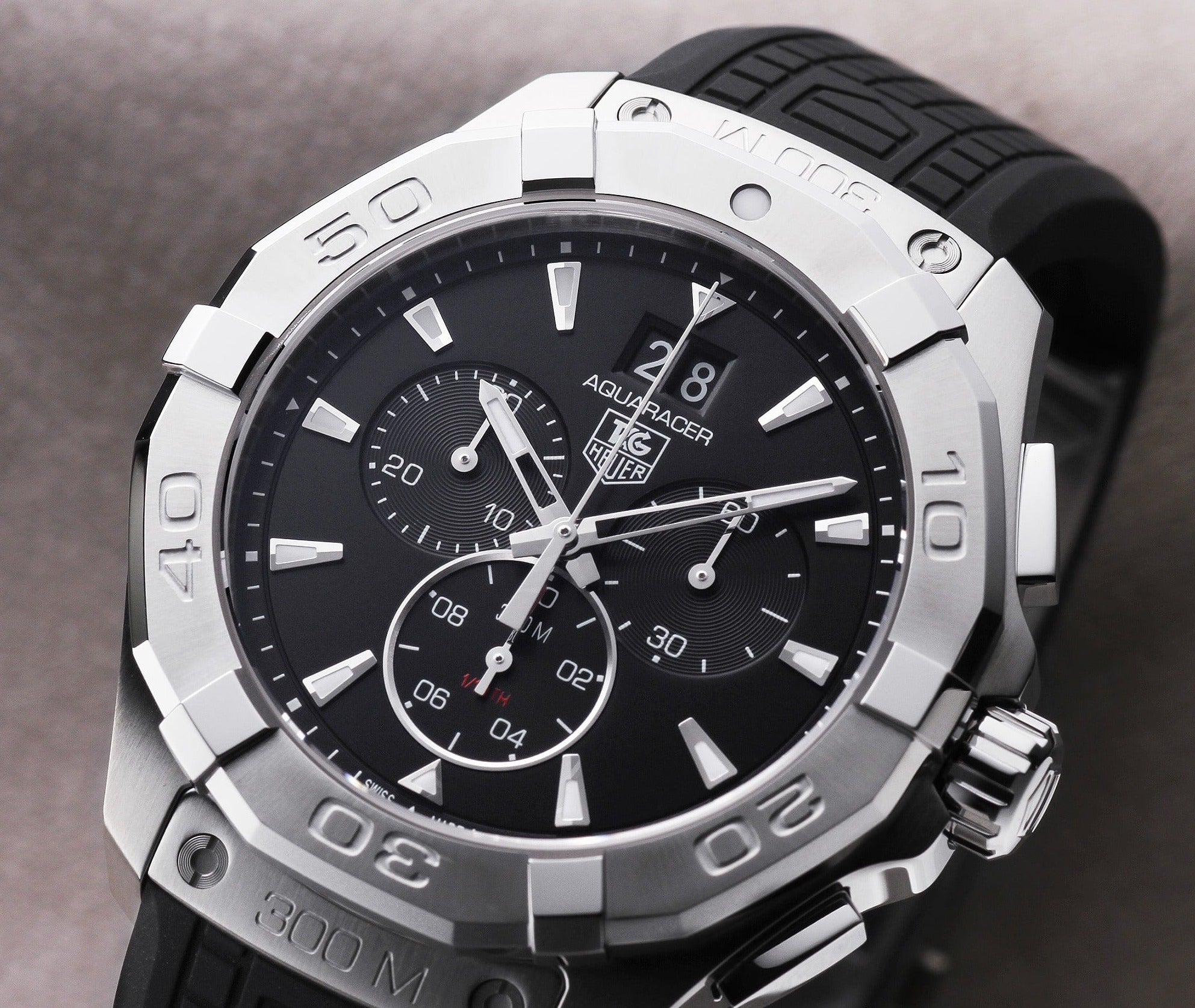 Tag Heuer Aquaracer Chronograph Black Dial Black Rubber Strap Watch for Men - CAY1110.FT6041