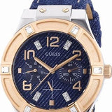 Guess Jet Setter Analog Blue Dial Blue Denim Strap Watch For Women - W0289L1 Buy Now By Guess