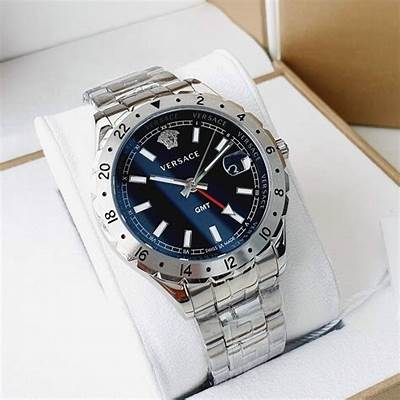 Versace Hellenyium GMT Blue Dial Silver Steel Strap Watch for Men - V11010015 Buy Now By Versace