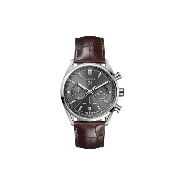 Tag Heuer Carrera Chronograph Grey Dial Brown Leather Strap Watch for Men - CBN2012.FC6483 Buy Now By Tag Heuer
