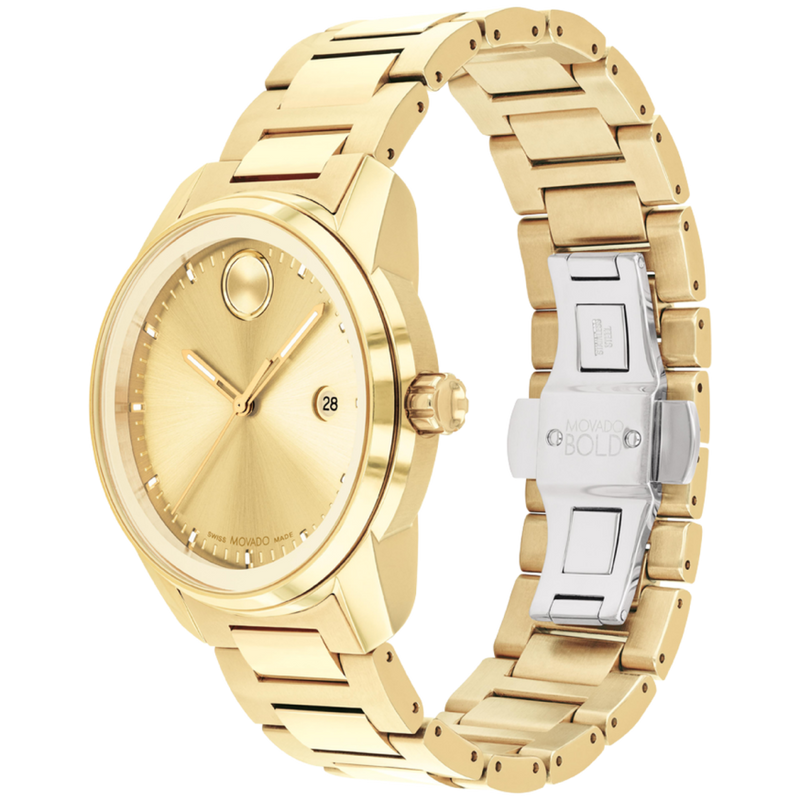 Movado Bold Verso Gold Dial Gold Steel Strap Watch for Men - 3600861 Buy Now By Movado