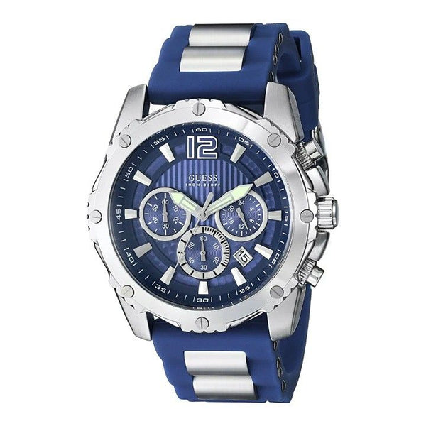 Shop Guess Sport Multifunction Blue Dial Blue Rubber Strap Watch For Men - W0167G3 in USA