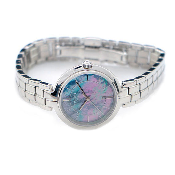 Tissot T Lady Flamingo Mother of Pearl Blue Dial Silver Steel Strap Watch For Women - T094.210.11.121.00 Buy Now By Tissot