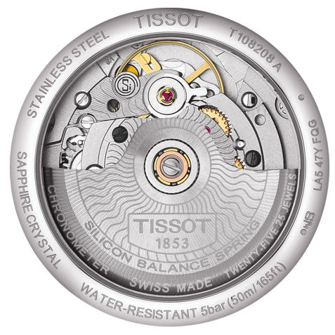 Tissot T-Classic Powermatic 80 Mother of Pearl Silver Dial White Leather Strap Watch For Women - T108.208.26.117.00 Buy Now By Tissot
