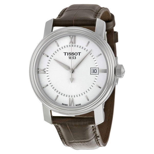 Shop Tissot T Classic Bridgeport Silver Dial Brown Leather Strap Watch For Men - T097.410.16.038.00 in USA