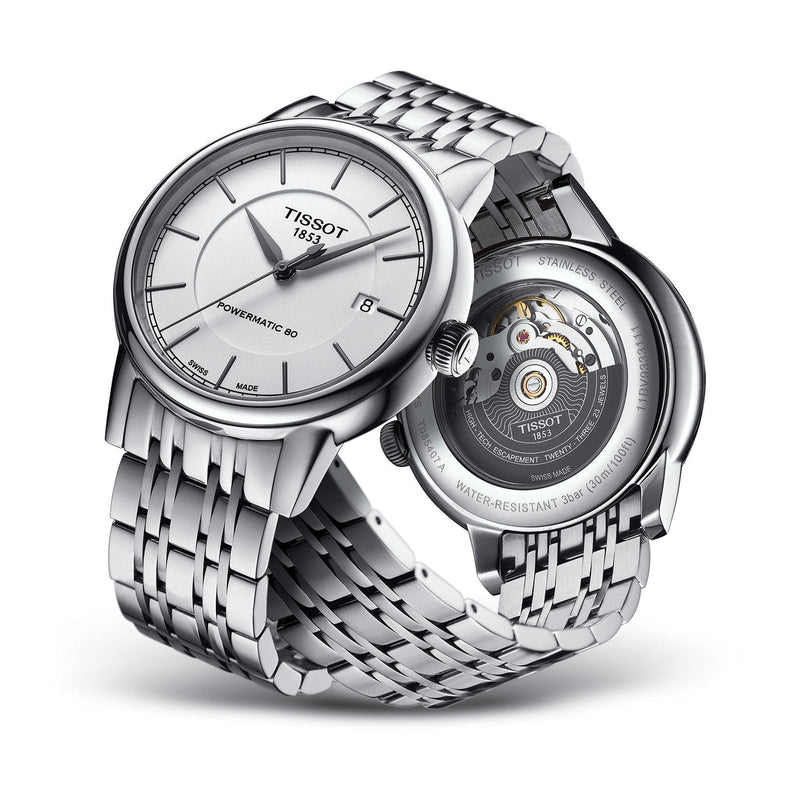 Tissot T Classic Carson Premium Powermatic 80 White Dial Silver Steel Strap Watch For Men - T122.407.11.031.00 Buy Now By Tissot