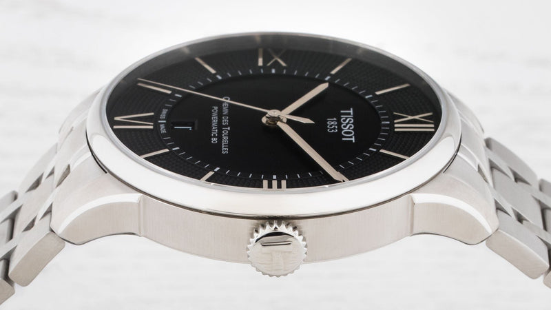 Tissot Chemin Des Tourelles Powermatic 80 Black Dial Silver Steel Strap Watch For Men - T099.407.11.058.00 Buy Now By Tissot