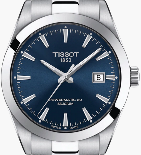 Tissot Gentlemen Powermatic 80 Silicium Blue Dial Silver Steel Strap Watch For Men - T127.407.11.041.00 Buy Now By Tissot