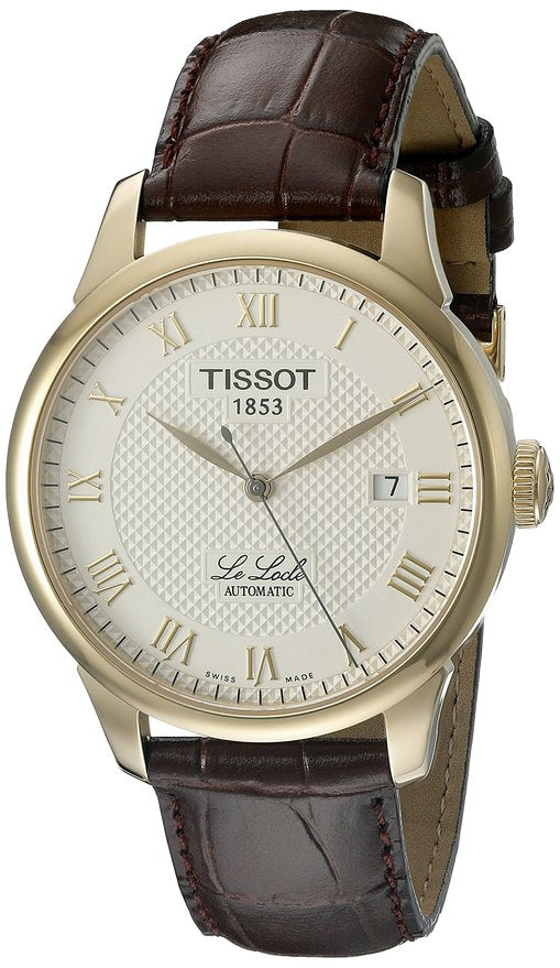 Shop Tissot T Classic Le Locle Automatic Gold Dial Maroon Leather Strap Watch For Men - T41.5.413.73 in USA