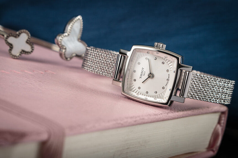 Shop Tissot Lovely Square Silver Dial Silver Mesh Bracelet Watch For Women - T058.109.11.036.00 in USA