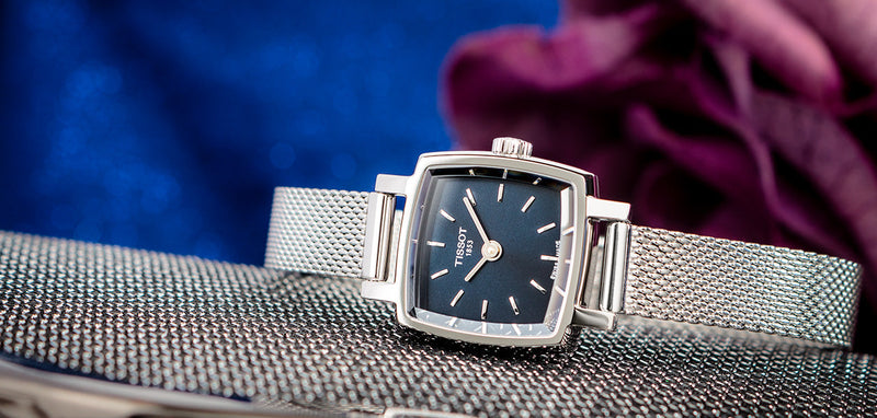 Shop Tissot Lovely Square Blue Dial Silver Mesh Bracelet Watch For Women - T058.109.11.041.00 in USA