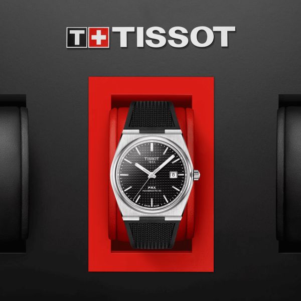 Tissot PRX Powermatic 80 Black Dial Black Rubber Strap Watch for Men - T137.407.17.051.00 Buy Now By Tissot