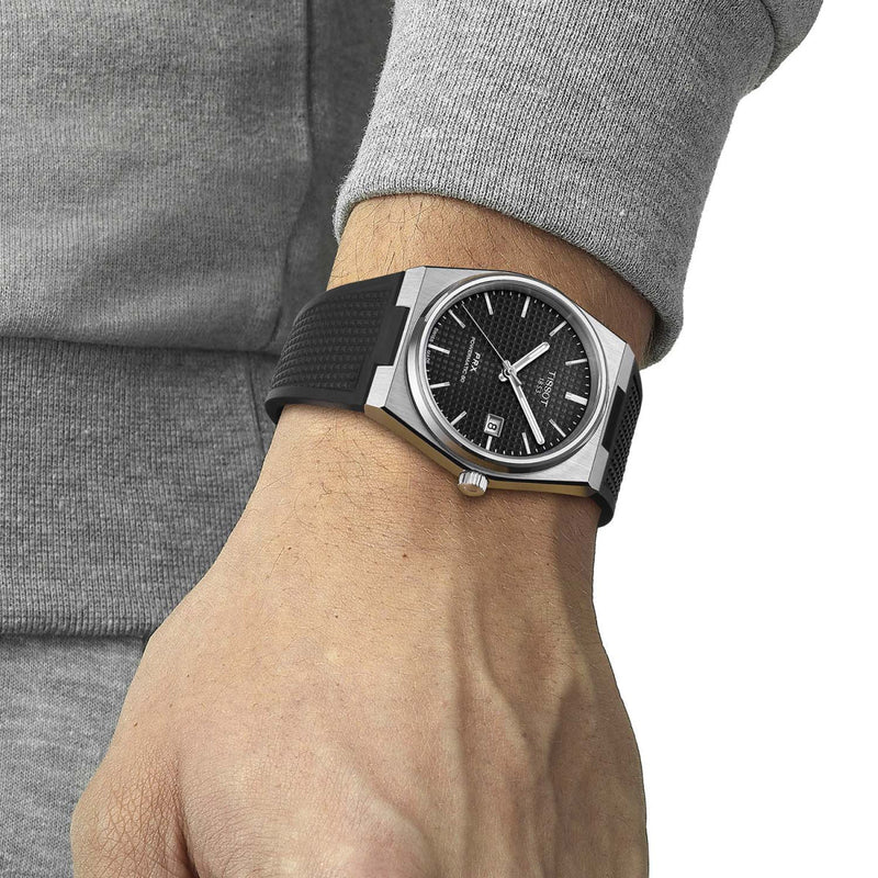 Tissot PRX Powermatic 80 Black Dial Black Rubber Strap Watch for Men - T137.407.17.051.00 Buy Now By Tissot