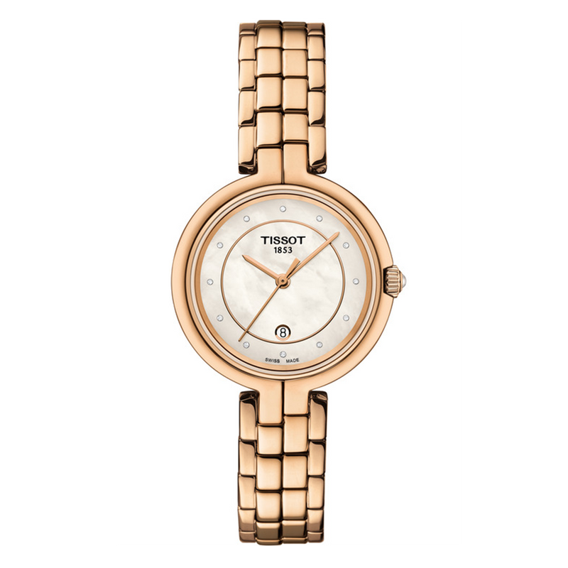 Tissot T Lady Flamingo Mother of Pearl Dial Rose Gold Steel Strap Watch For Women - T094.210.33.116.02 Buy Now By Tissot