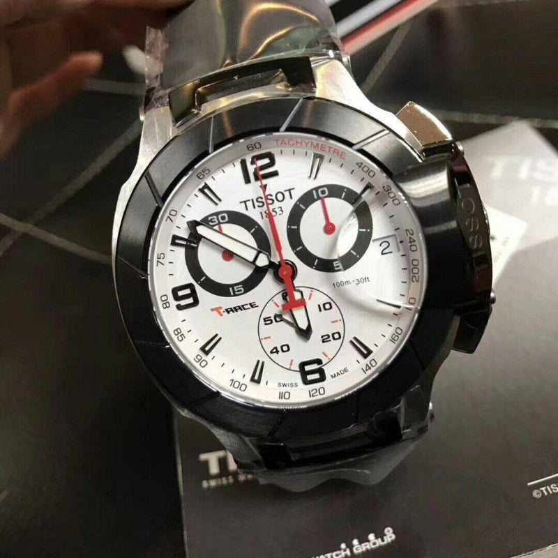 Tissot T Race Chronograph White Dial Black Rubber Strap Watch for Men - T048.417.27.037.00 Buy Now By Tissot