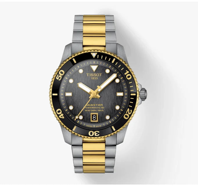 Shop Tissot Seastar 1000 Black Dial Two Tone Steel Strap Watch for Women - T120.210.22.051.00 in USA
