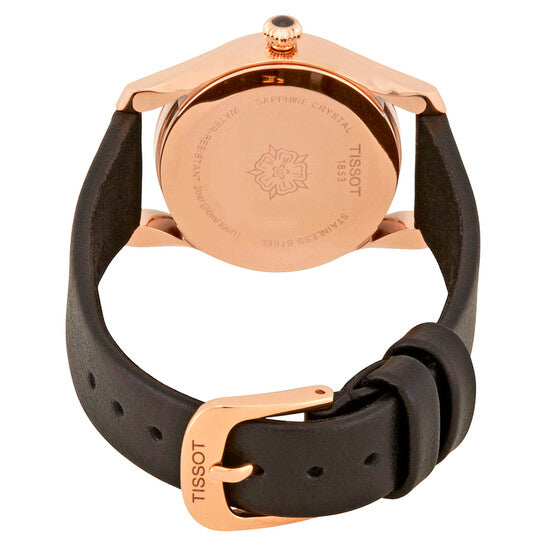 Tissot T Wave Black Dial Black Leather Strap Watch For Women - T112.210.36.051.00 Buy Now By Tissot