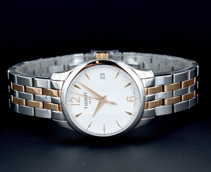Tissot T Classic Tradition Lady White Dial Two Tone Steel Strap Watch For Women - T063.210.22.037.01 Buy Now By Tissot