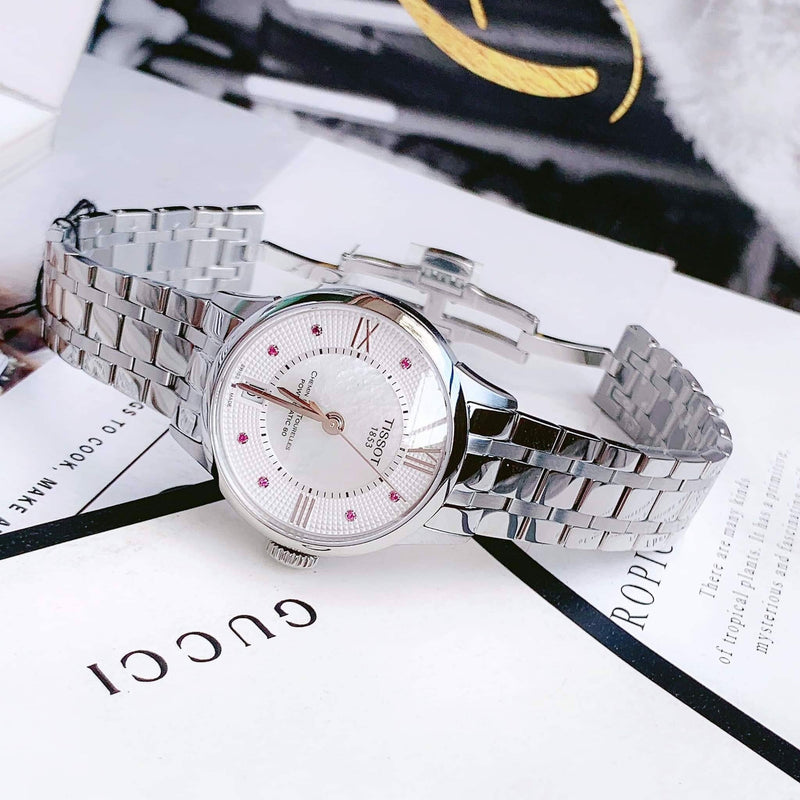Tissot Chemin Des Tourelles Powermatic 80 Rubies Mother of Pearl Dial Silver Steel Strap Watch For Women - T099.207.11.113.00 Buy Now By Tissot