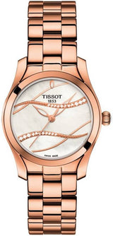 Tissot T Wave T Lady Mother of Pearl Dial Rose Gold Steel Strap Watch For Women - T112.210.33.111.00 Buy Now By Tissot