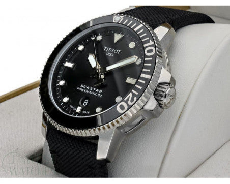 Tissot Seastar 1000 Powermatic 80 Black Dial Black Nylon Strap Watch For Men - T120.407.17.051.00 Buy Now By Tissot