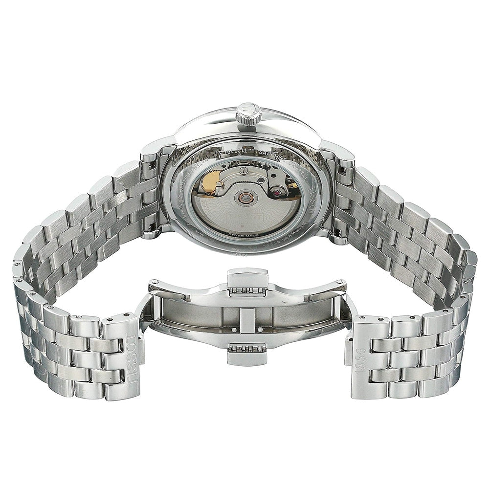 Tissot T Classic Carson Premium Powermatic 80 Black Dial Silver Steel Strap Watch For Men - T122.407.11.051.00