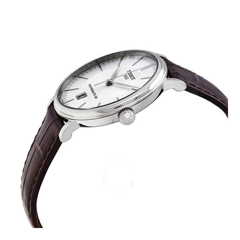 Tissot T-Classic Powermatic 80 Silver Dial Brown Leather Strap Watch For Men - T122.407.16.031.00 Buy Now By Tissot