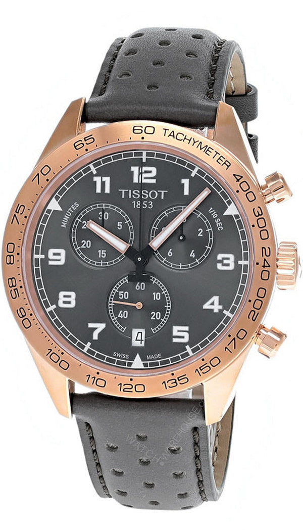 Tissot T Sport PRS 516 Chronograph Grey Dial Grey Leather Strap Watch for Men - T131.617.36.082.00 Buy Now By Tissot