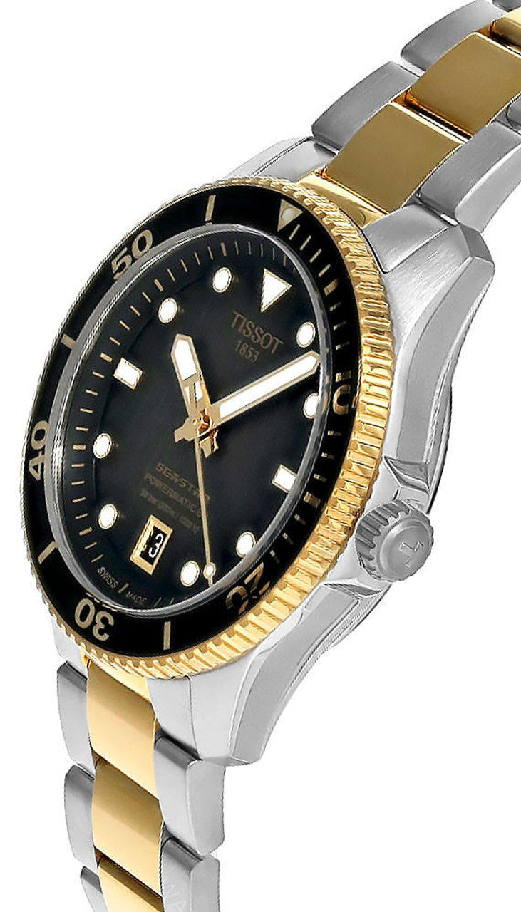 Shop Tissot Seastar 1000 Black Dial Two Tone Steel Strap Watch for Women - T120.210.22.051.00 in USA