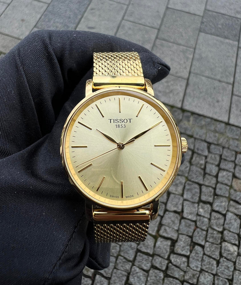 Tissot Everytime Lady Gold Dial Gold Mesh Bracelet Watch for Women - T143.210.33.021.00 Buy Now By Tissot