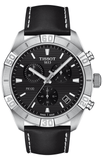 Tissot PR 100 Sport Quartz Chronograph Black Dial Black Leather Strap Watch For Men - T101.617.16.051.00