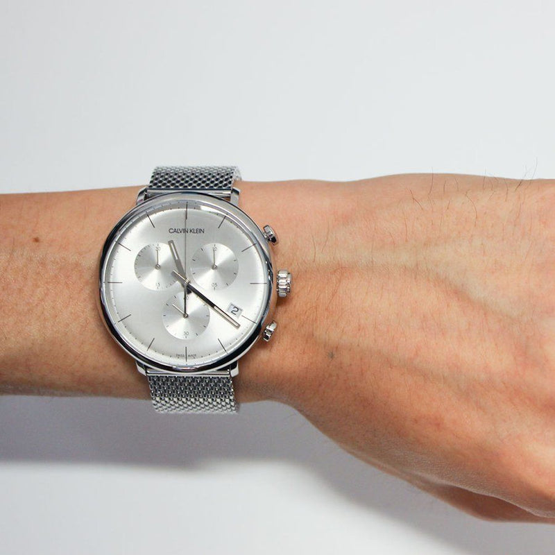 Calvin Klein High Noon Silver Dial Silver Mesh Bracelet Watch for Men - K8M27126 Buy Now By Calvin Klein