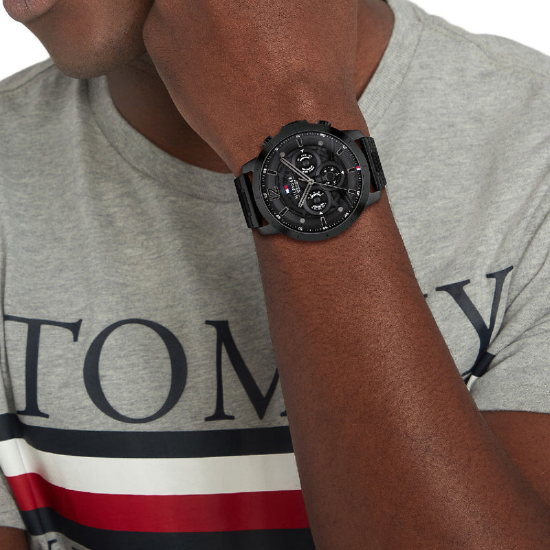 Tommy Hilfiger Classic Chronograph Black Dial Black Steel Strap Watch For Men - 1710494 Buy Now By Tommy Hilfiger