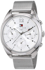 Tommy Hilfiger Mia Silver Dial Silver Mesh Bracelet Watch for Men - 1781628