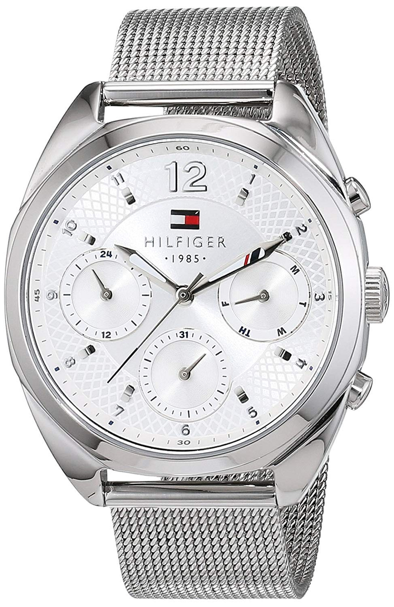 Tommy Hilfiger Mia Silver Dial Silver Mesh Bracelet Watch for Men - 1781628