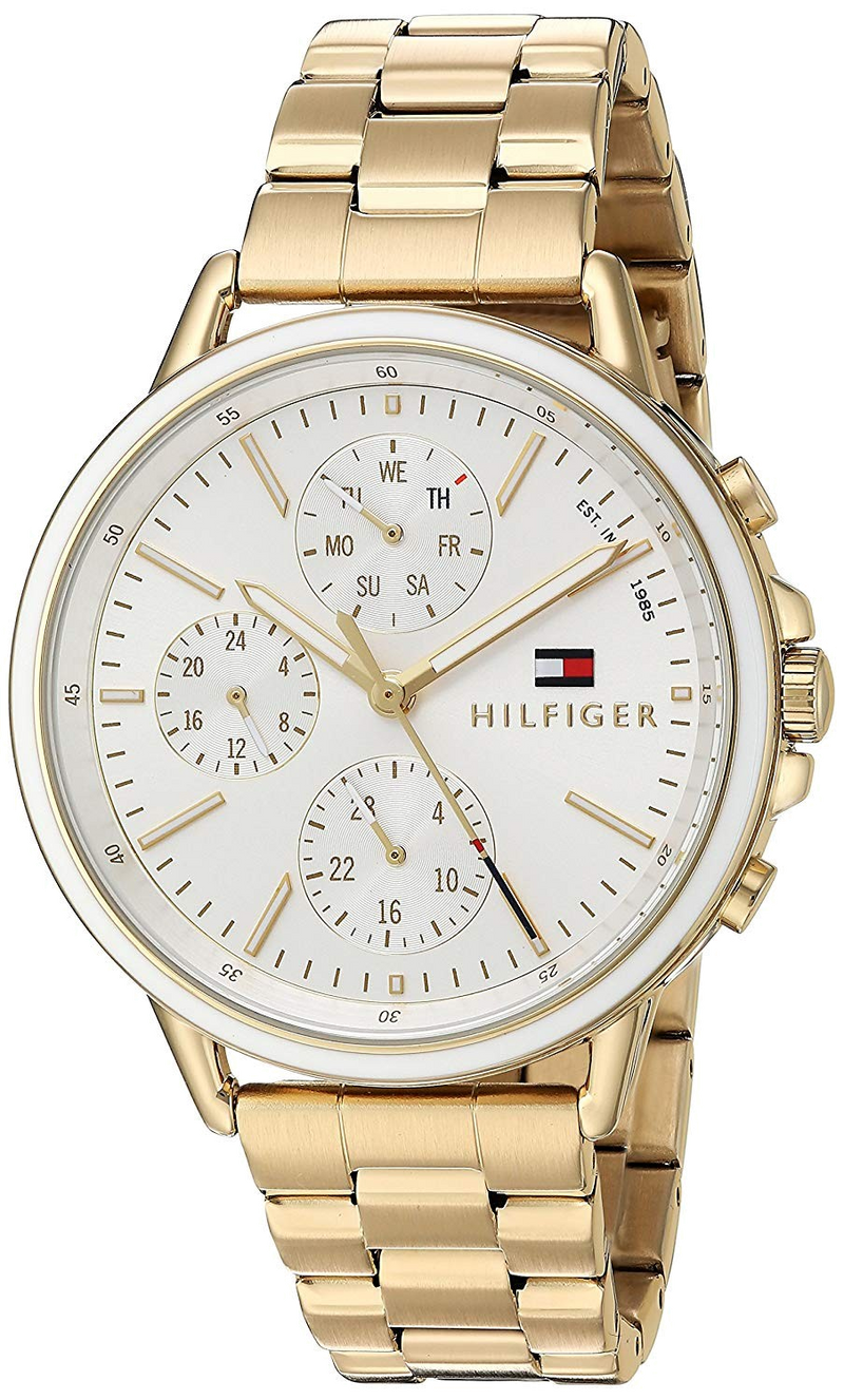 Shop Tommy Hilfiger Carly White Dial Gold Steel Strap Watch for Women - 1781786 in USA