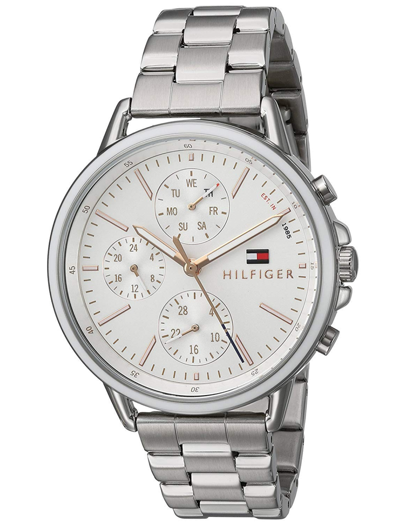 Shop Tommy Hilfiger Carly White Dial Silver Stainless Steel Strap Watch for Women - 1781787 in USA