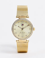 Tommy Hilfiger Lynn Quartz Gold Dial Gold Mesh Bracelet Watch For Women - 1781864